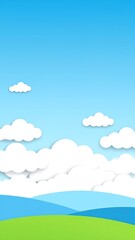 Fototapeta premium Simple landscape of sky, clouds, and hills