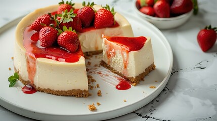 Delicious cheesecake with fresh fruit strawberry