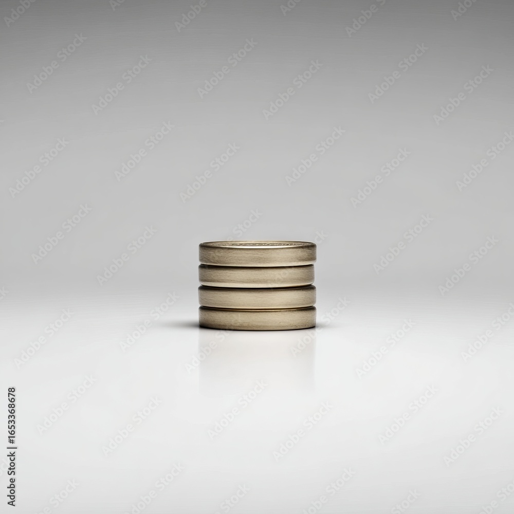 Poster stack of four metallic rings displayed on a smooth surface, showcasing their sleek design and polish