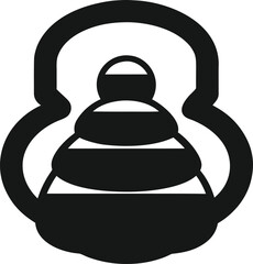 Traditional japanese daruma doll silhouette isolated on white background