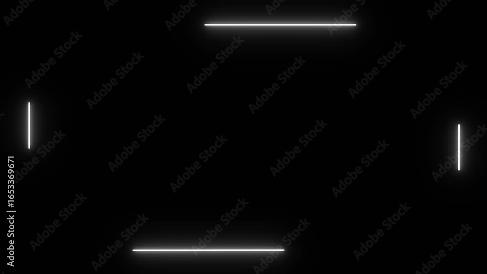 Poster white effect neon glowing line frame background. repetitive motion animation and flashing. bright ne