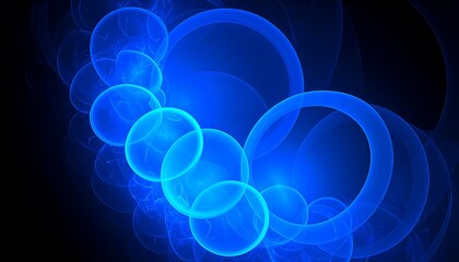 Abstract swirling blue circles on black background