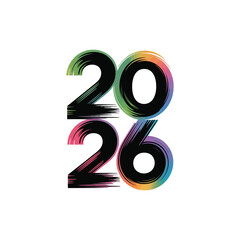 Naklejka premium 2026 New Year colorful design brush strokes art