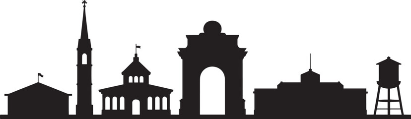 Detailed Silhouette of Buildings and Structures Against a Transparent Backdrop Vector Art