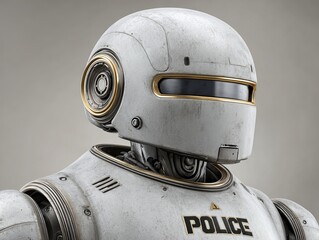 portrait of a futuristic, android police officer