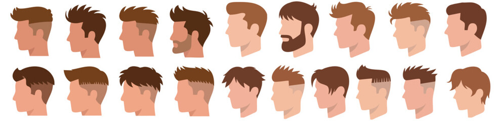 Collection of Modern Mens Hairstyles Side Profile Illustrations
