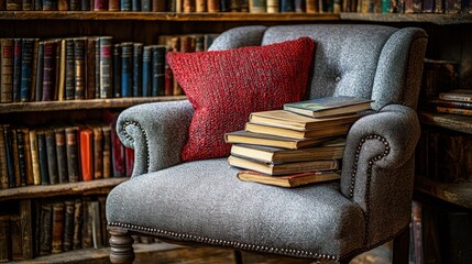 Cozy Reading Nook in a Library 