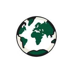 Fototapeta premium Stylized globe with green continents on white background