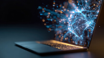 Advanced digital network visualization on a modern laptop screen