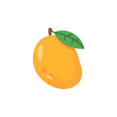 Bright yellow mango with a green leaf
