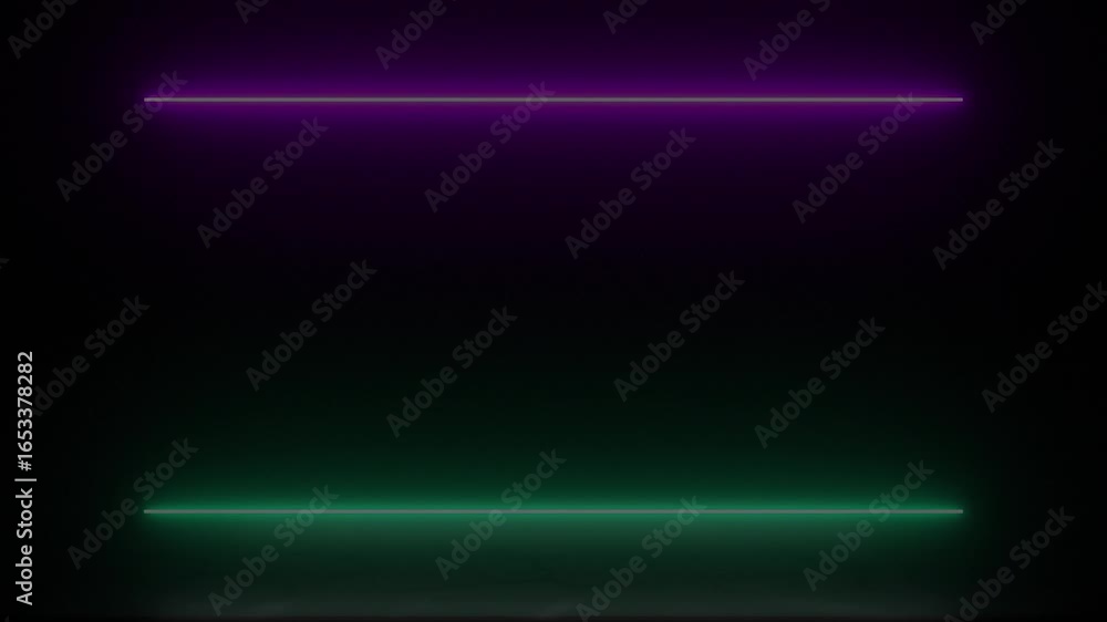 Poster neon led animation, transparent neon light. neon shape line animation. flickering neon border frame 