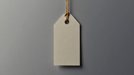 Minimalist white paper tag suspended with string