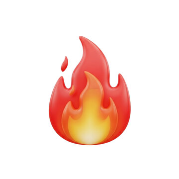 Vibrant 3d fire emoji icon glowing with intense heat against a dark background
