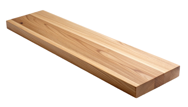 Long wooden plank resting on transparent background