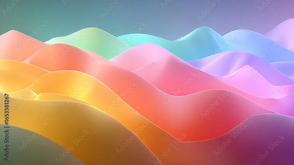 Poster a close-up of a multi-colored background with wavy lines at the bottom