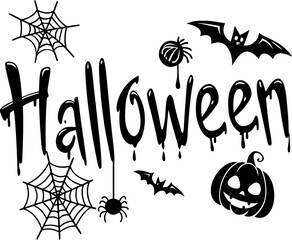 Halloween Vector Font with Dripping and Spider Web Effects.eps