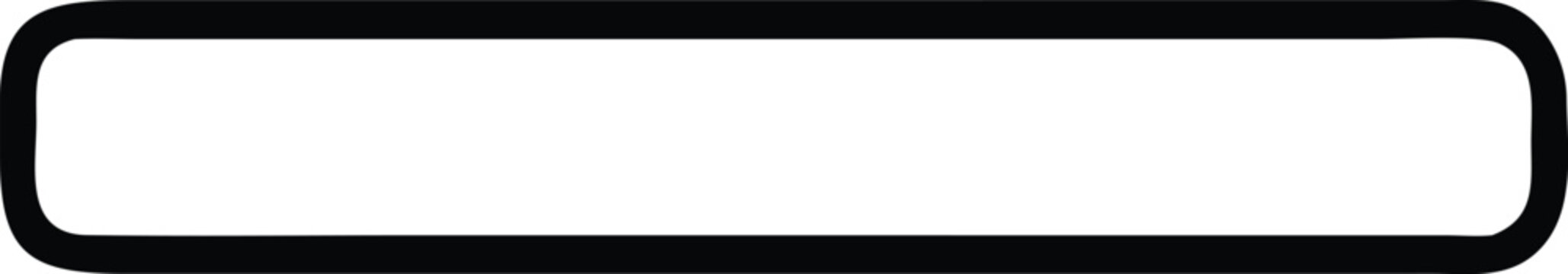 Thick black outline of a rounded horizontal rectangle on white background shape