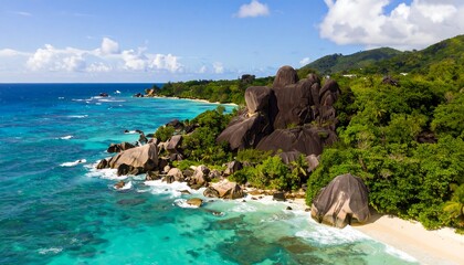 Panoramic tropical beach scene