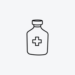Medical bottle with cross icon health
