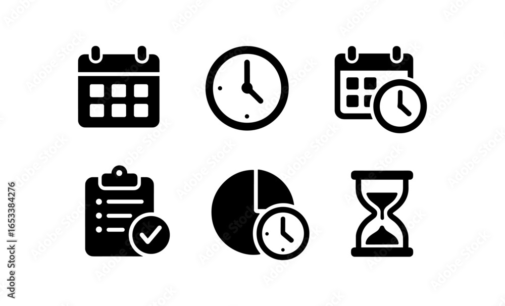 Poster Minimalist time management and scheduling icons set