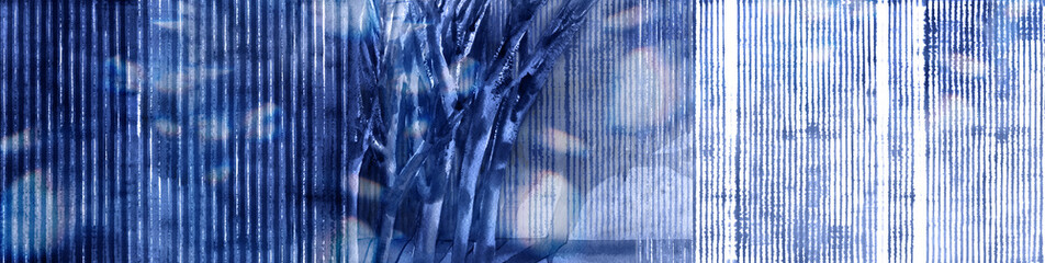 Designer watercolor trees on a striped background (3)