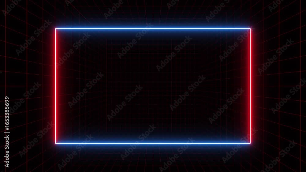 Aufkleber red and blue neon led animation, transparent neon light. 