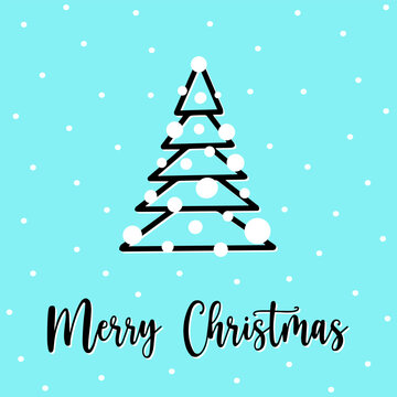 Hand drawn postcard spruce tree with snowflakes design for festive greeting card. Perfect for holiday postcard, spreading joy and holiday cheer. Celebrate the season with this creative postcard. Fir.