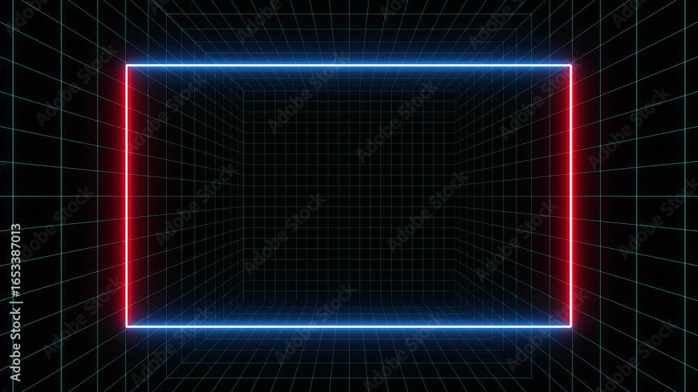Aufkleber red and blue neon led animation, transparent neon light. neon shape line animation. flickering neon 