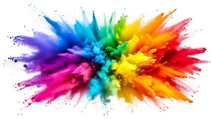 Photo of colorful powder explosion isolated on a transparent background