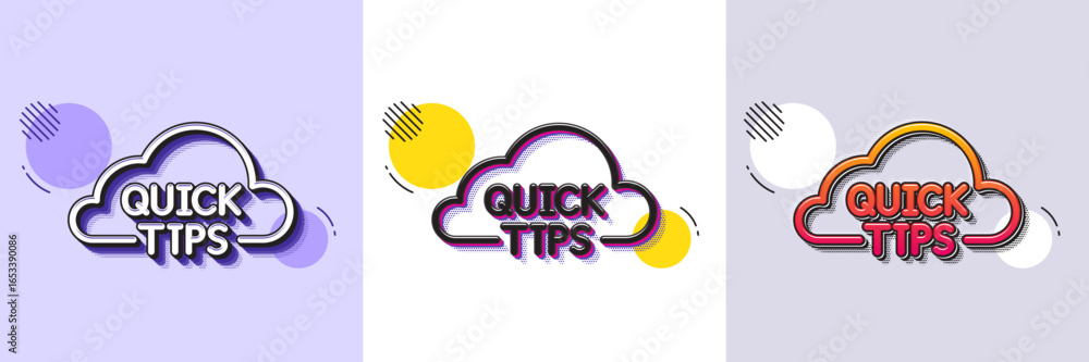 Poster quick tips cloud line icon. halftone dotted pattern. gradient icon with grain shadow. helpful tricks