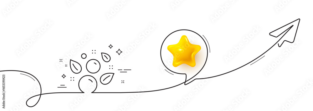 Poster clean bubbles line icon. continuous line with share plane. laundry shampoo sign. clothing cleaner sy