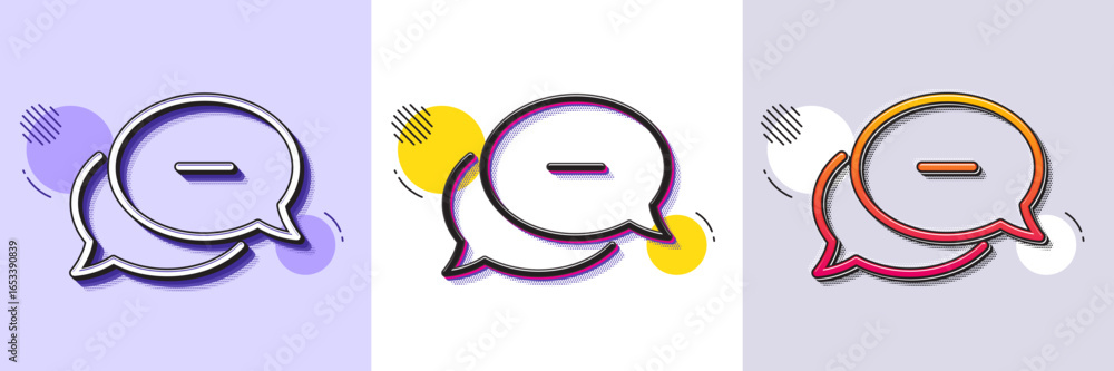 Poster dots message line icon. halftone dotted pattern. gradient icon with grain shadow. chat comment sign.