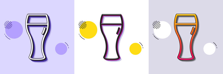 Beer glass line icon. Halftone dotted pattern. Gradient icon with grain shadow. Pub Craft beer sign. Brewery beverage symbol. Line beer glass icon. Various designs. Vector