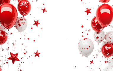 3D render of festive Independence Day banner design featuring patriotic theme with stars and stripes symbolizing national celebration freedom and cultural pride isolated on transparent background PNG