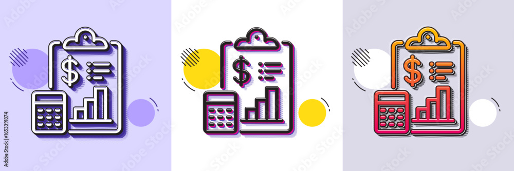 Poster report line icon. halftone dotted pattern. gradient icon with grain shadow. accounting clipboard doc