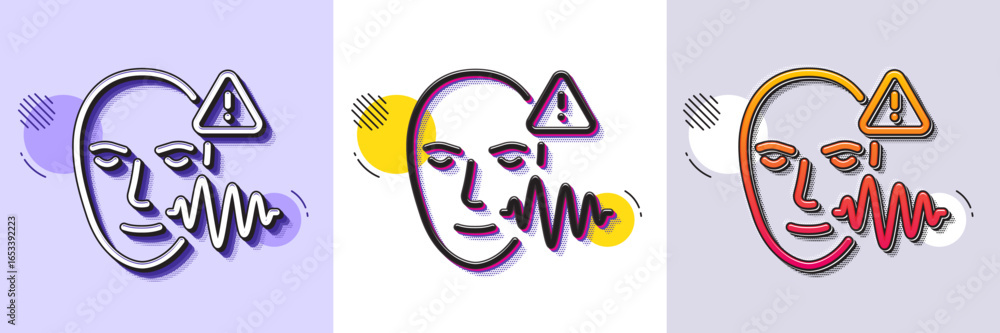Poster voice wave line icon. halftone dotted pattern. gradient icon with grain shadow. face scan sign. voic