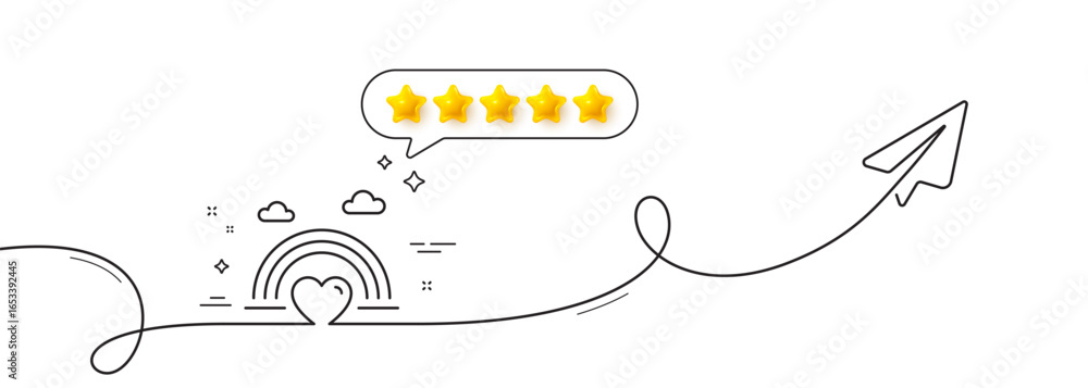 Poster lgbt line icon. continuous line with share plane. pride rainbow with heart sign. gender diversity sy