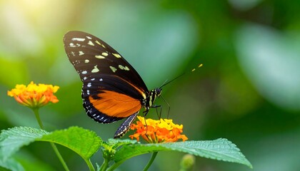 Fototapeta premium Butterfly on flower, vibrant colors