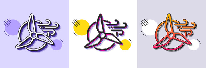 Windmill turbine line icon. Halftone dotted pattern. Gradient icon with grain shadow. Wind power energy sign. Alternative supply symbol. Line windmill turbine icon. Various designs. Vector