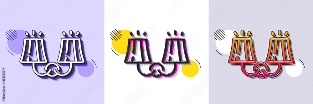 Poster sconce light line icon. halftone dotted pattern. gradient icon with grain shadow. wall lamp sign. in