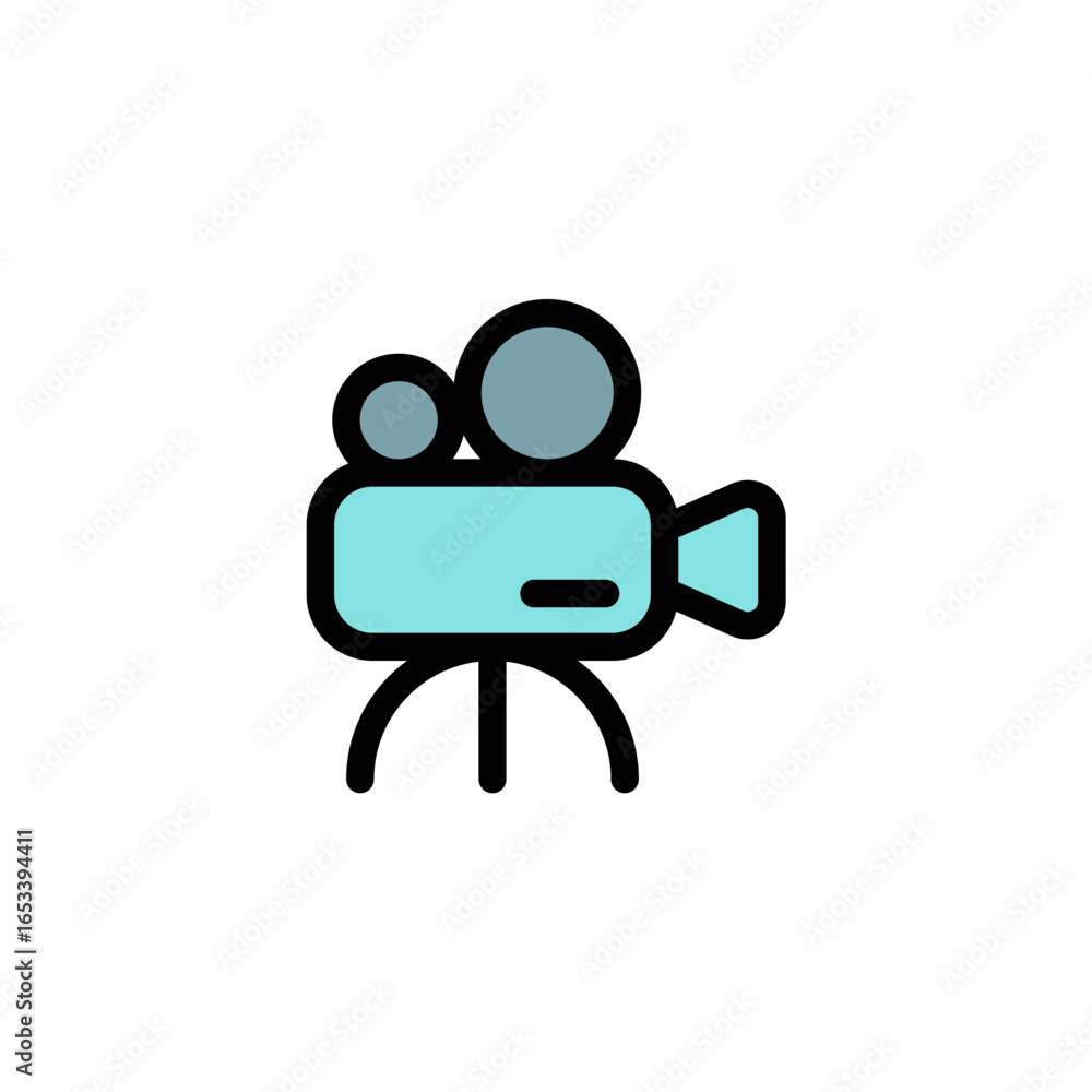 Poster video camera icon is designed with a recognizable color scheme. it's suitable for a variety of visua