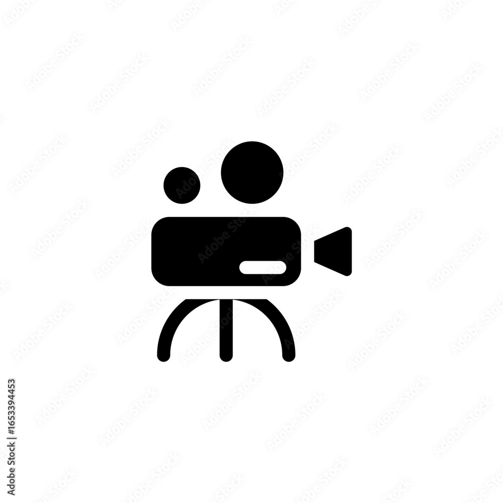 Poster video camera icon is designed in an easily recognizable style. it's suitable for a variety of visual