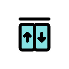 lift icon is designed with a recognizable color scheme. It's suitable for a variety of visual needs, such as digital media or other graphic design projects