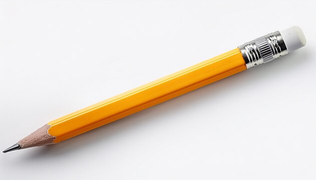 classic yellow pencil with graphite point eraser and metal ferrule