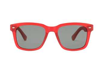 Bold Red Wayfarer Sunglasses with Dark Lenses Isolated on Transparent Background. Generative Ai