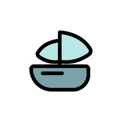ship icon is designed with a recognizable color scheme. It's suitable for a variety of visual needs, such as digital media or other graphic design projects.