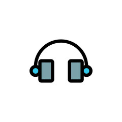 headphone icon is designed with a recognizable color scheme. It's suitable for a variety of visual needs, such as digital media or other graphic design projects