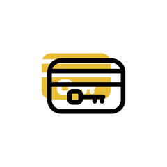key card icon is designed with an easily recognizable shadow color scheme. This icon is suitable for a variety of visual needs, such as digital media or other graphic design projects