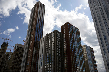 Skyscrapers against the blue sky.