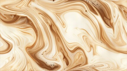 texture of cappuccino from above, swirling milk foam patterns mixing with espresso